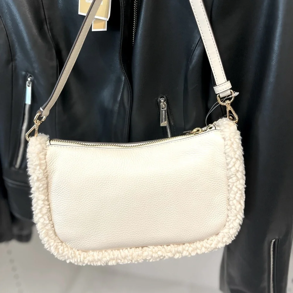 MICHAEL KORS CARMELA Medium Leather Chain Crossbody Shearling